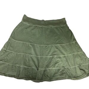 Fresh Produce‎ Tiered Skirt Casual Made in USA Olive Green Large Cotton Comfort